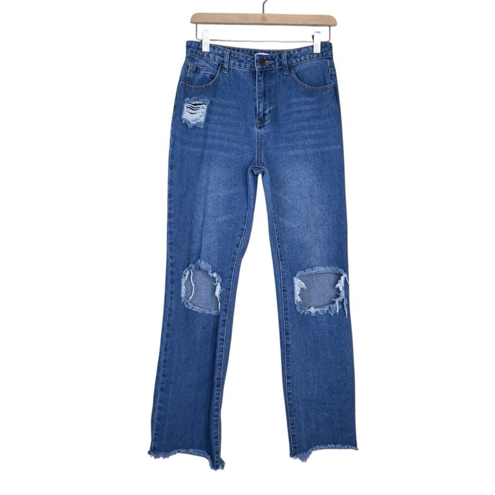 Gianni Bini Womens 7 Distressed Raw Hem Bootcut Jeans
